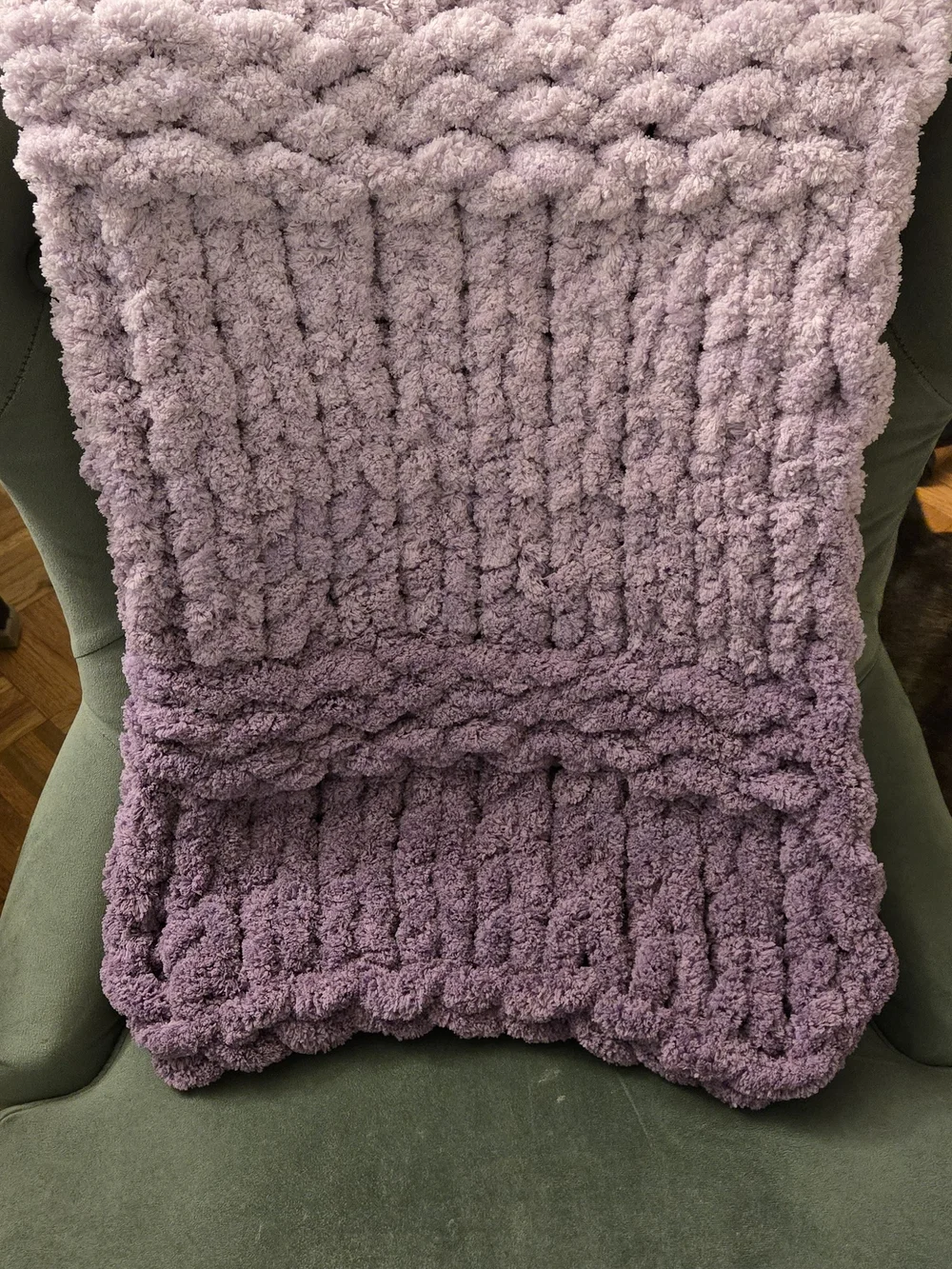 Plush Handmade/HandKnit Lavender Baby Blanket